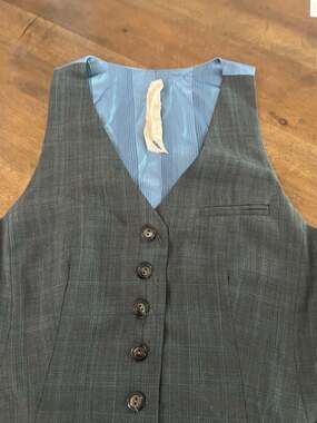 Bailey 44 Grey Glen Check Plaid V-Neck Button Front Vest